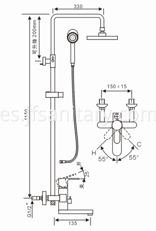 Single Handle Modern Brass Chromed Bathroom Shower Faucet